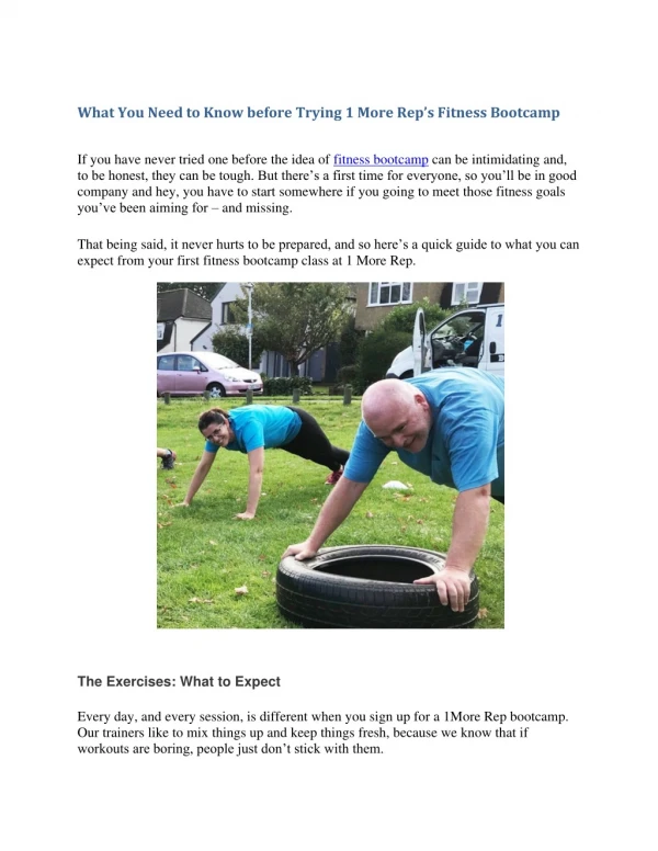 What You Need to Know before Trying 1 More Rep’s Fitness Bootcamp