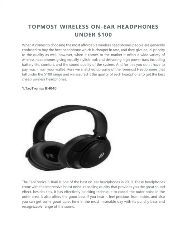 Wireless On-Ear Headphones Under $100