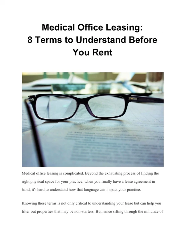 Medical Office Leasing: 8 Terms to Understand Before You Rent