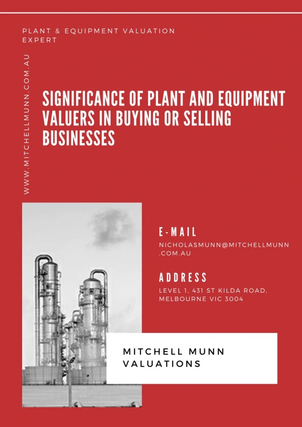 Significance of Plant and Equipment Valuers in Buying or Selling Businesses