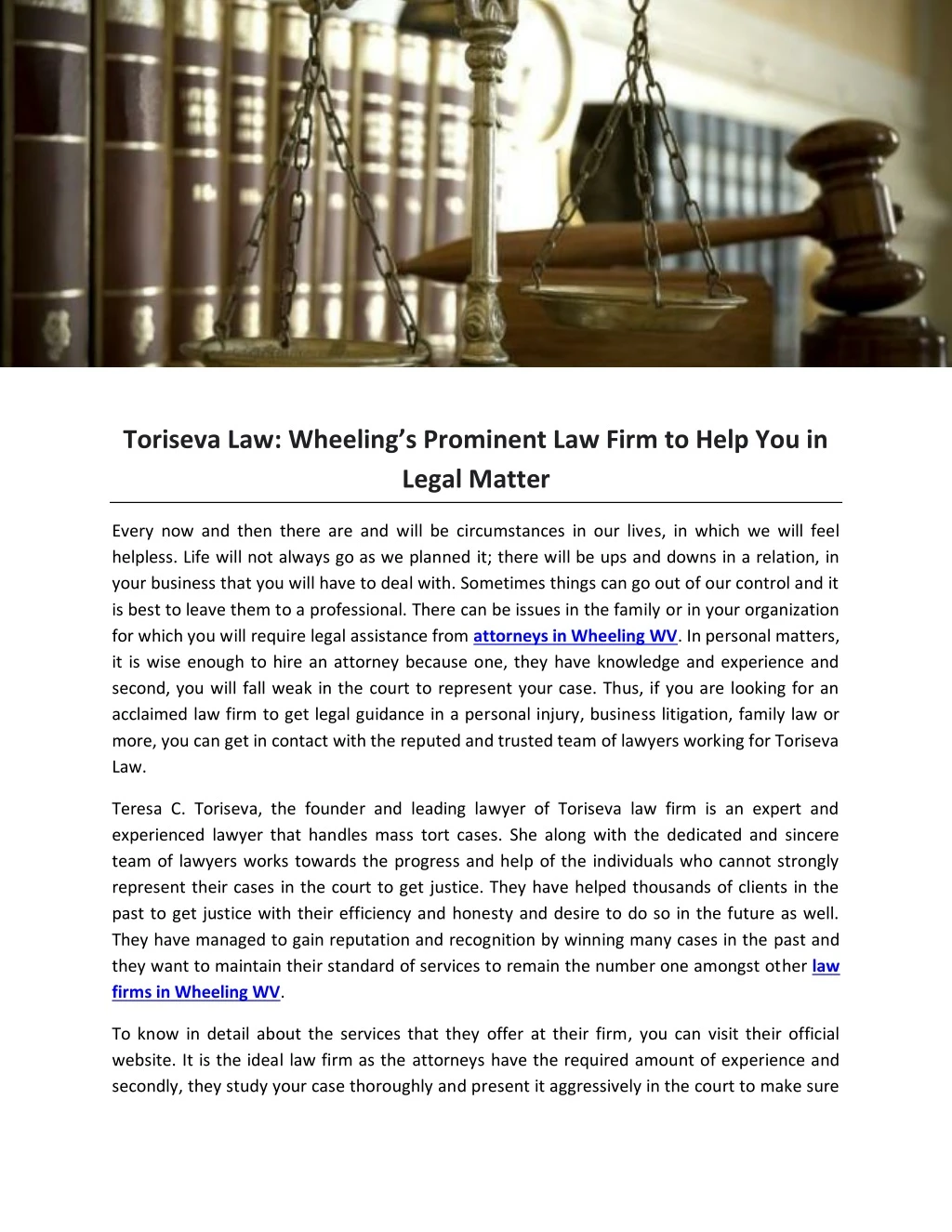 toriseva law wheeling s prominent law firm