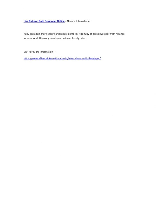 hire ruby on rails developer online alliance