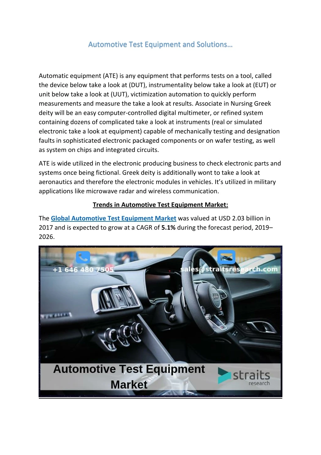 automotive test equipment and solutions