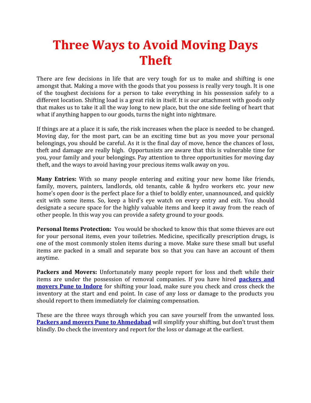 three ways to avoid moving days theft