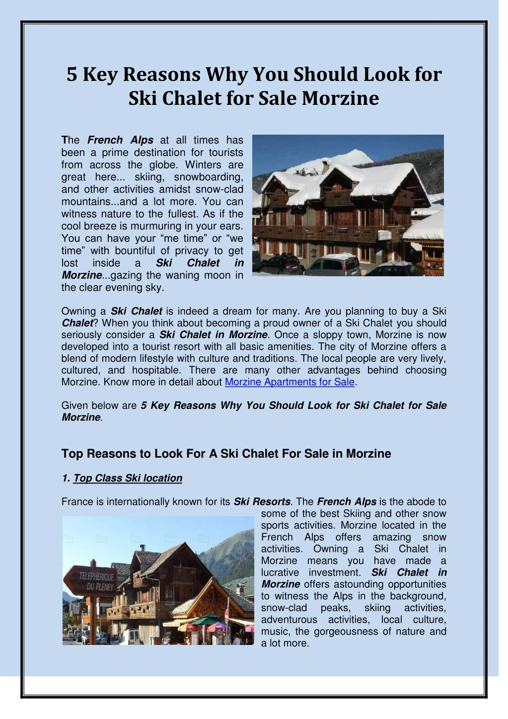 5 key reasons why you should look for ski chalet
