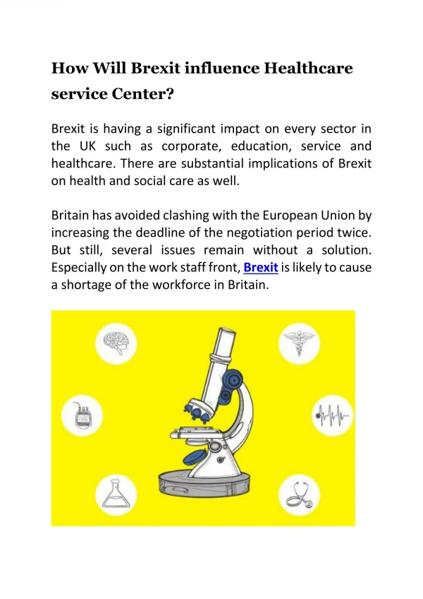 How will Brexit Influence Healthcare Service Center