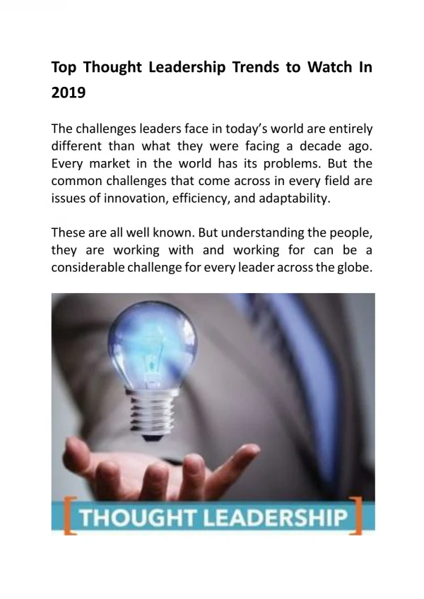 Top thought leadership trends to watch in 2019