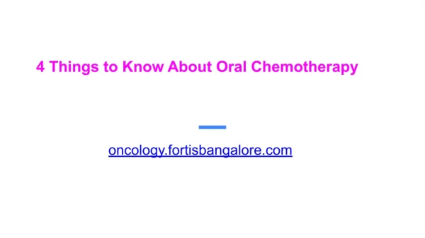 Best Oral Chemotherapy Treatment in Bangalore