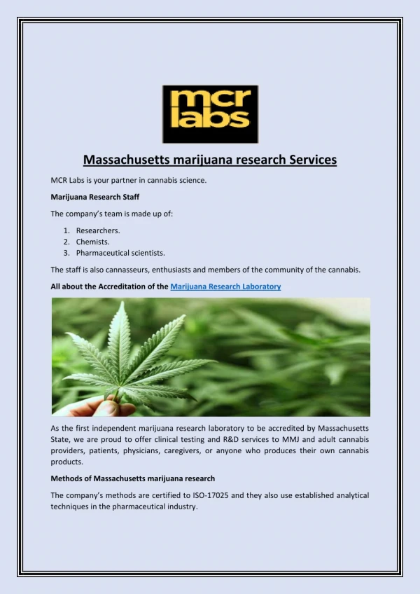 massachusetts marijuana research services