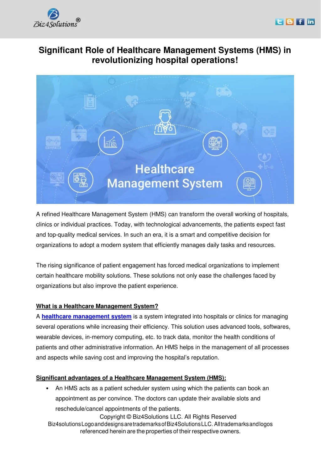 significant role of healthcare management systems