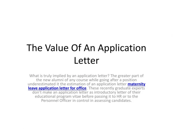 The Value Of An Application Letter
