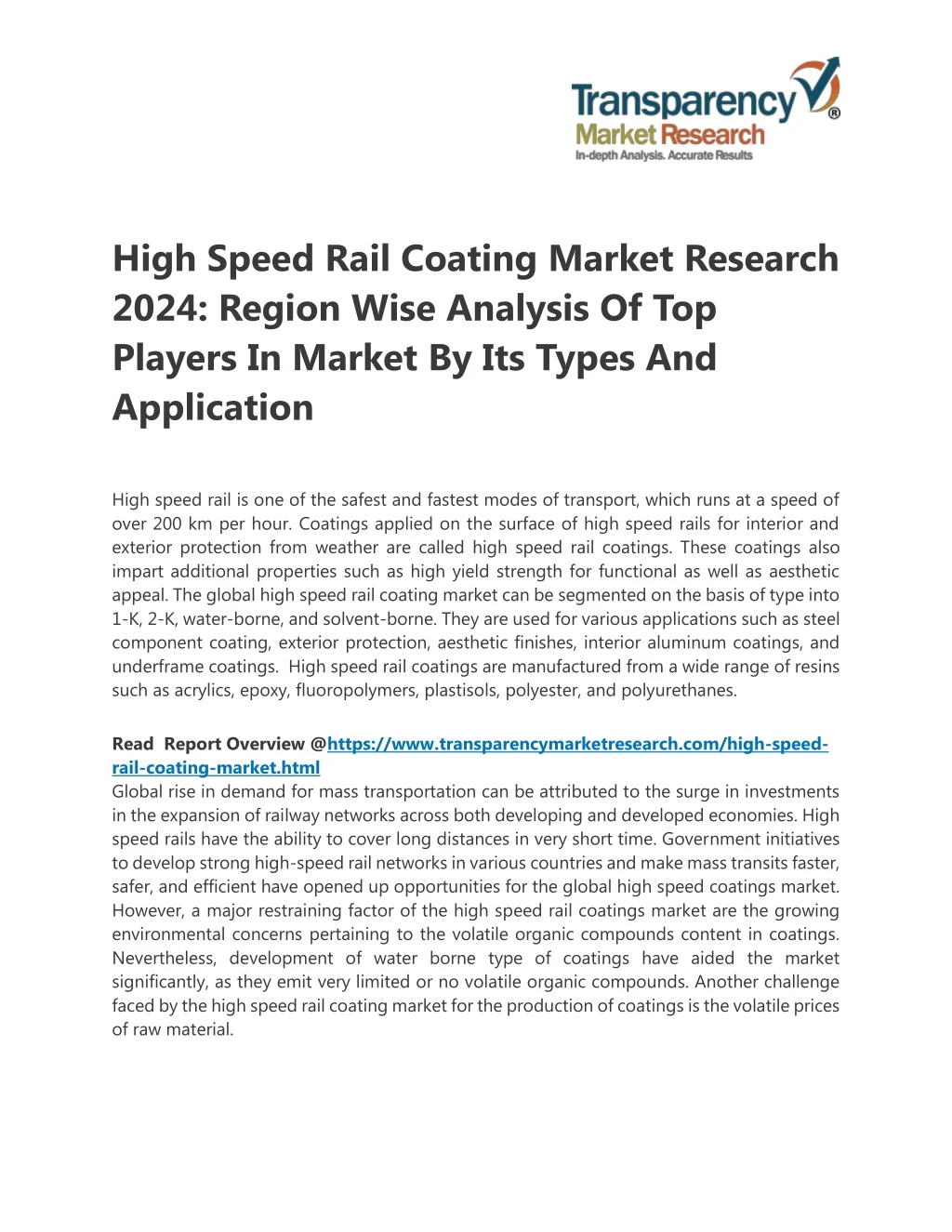 high speed rail coating market research 2024
