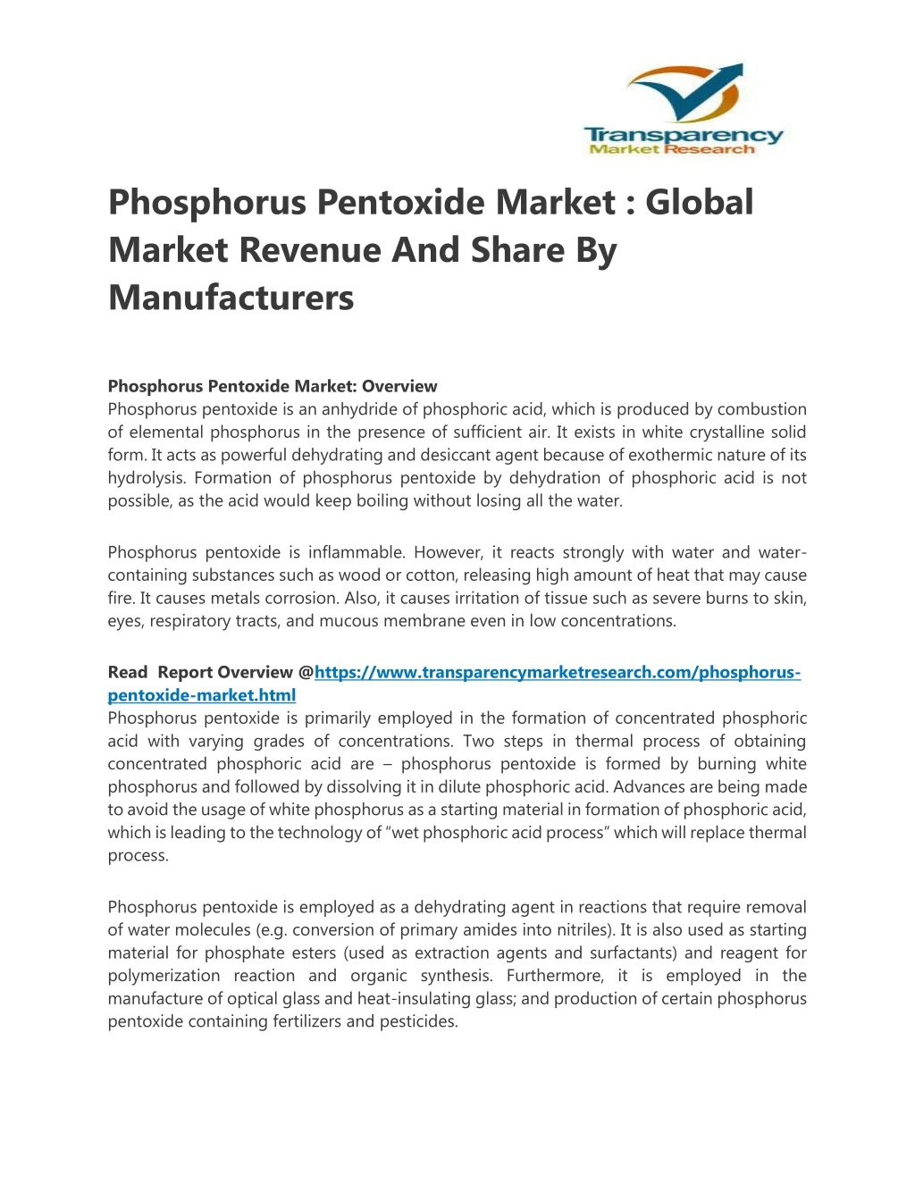 phosphorus pentoxide market global market revenue