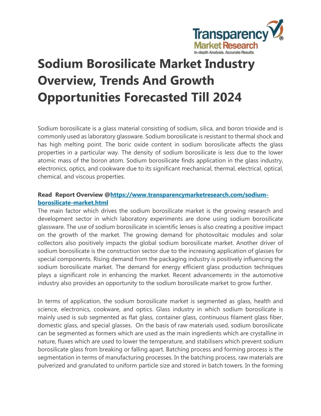 sodium borosilicate market industry overview