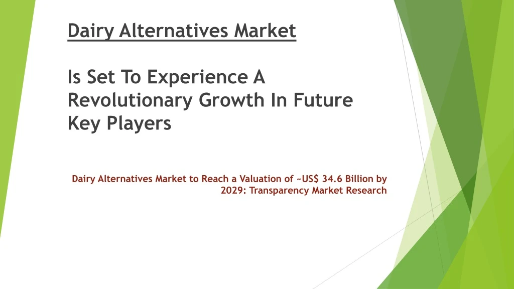 dairy alternatives market is set to experience a revolutionary growth in future key players
