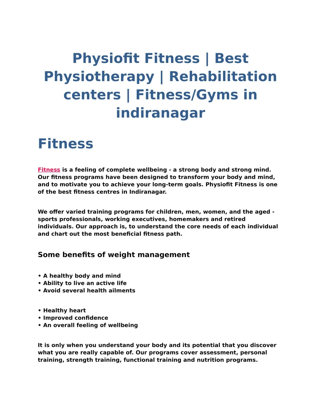 physiofit fitness best physiotherapy