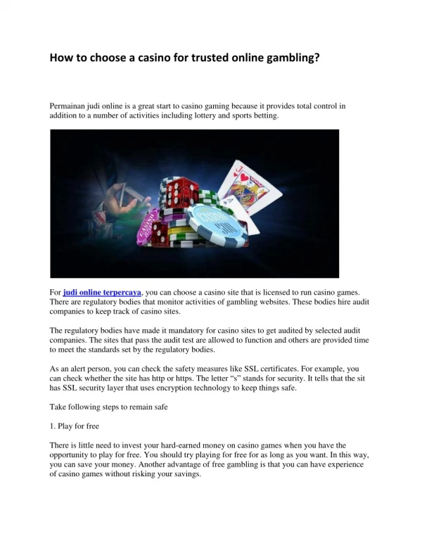 how to choose a casino for trusted online gambling