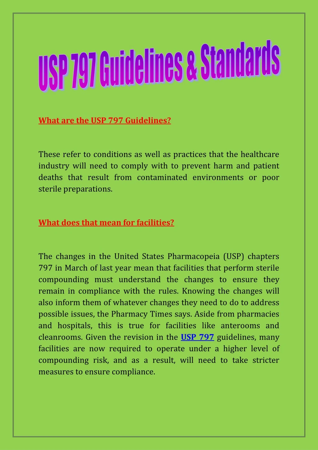 what are the usp 797 guidelines