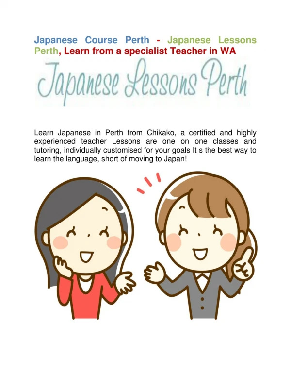 Japanese Course Perth