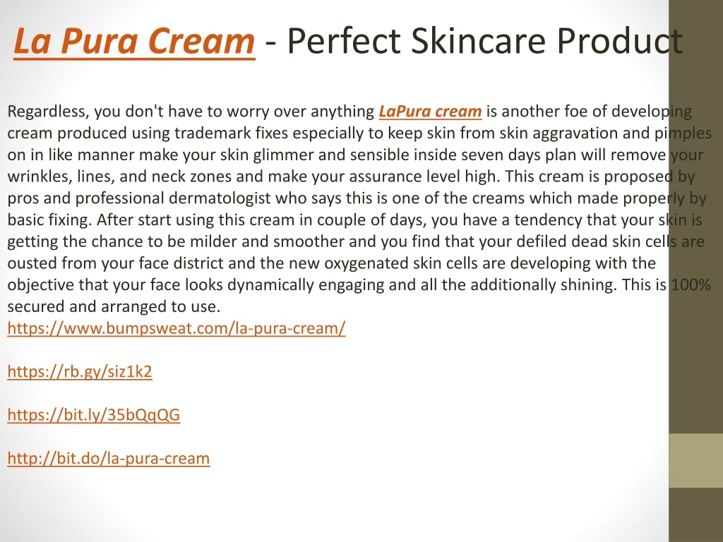 la pura cream perfect skincare product
