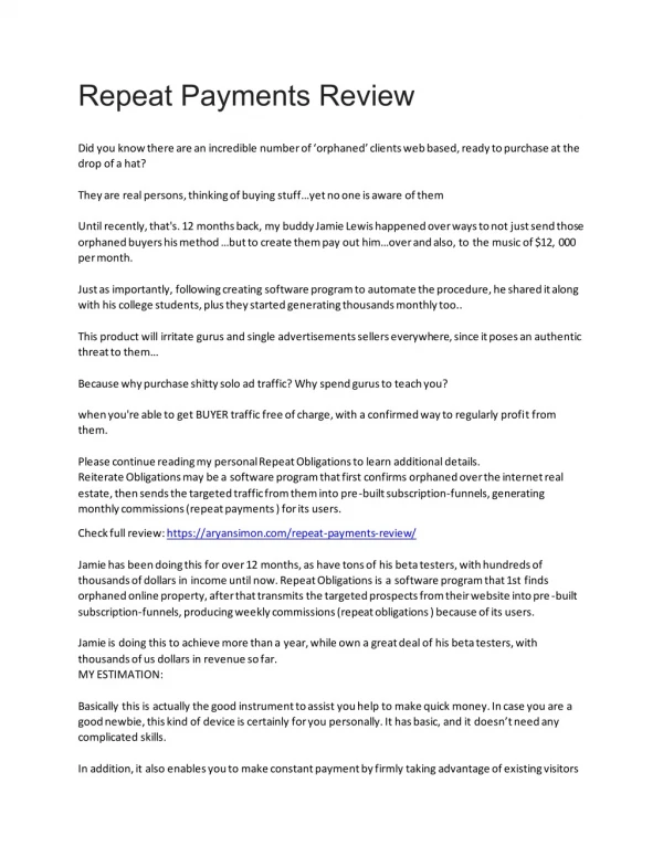 Repeat Payments Review – Why Should You Buy It?