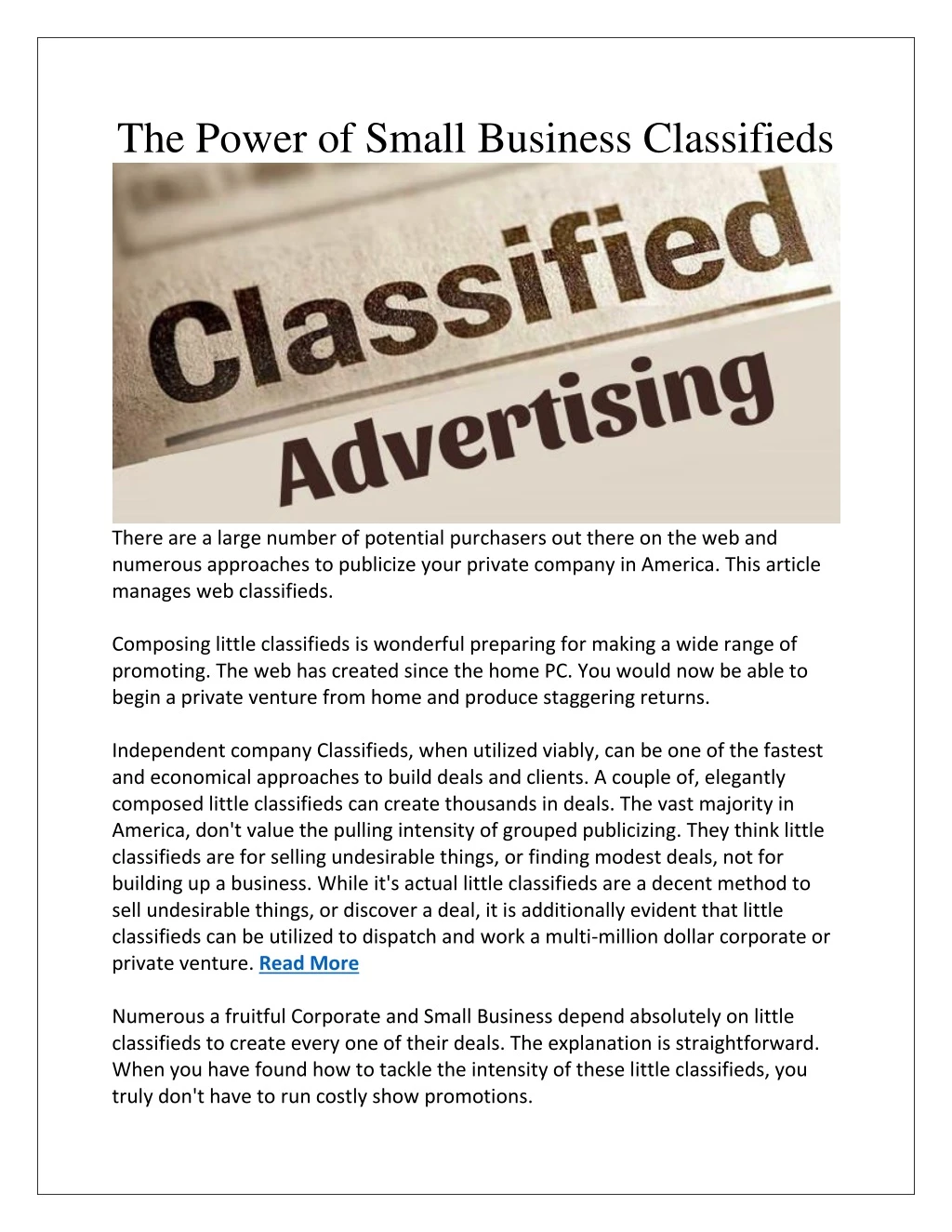 the power of small business classifieds