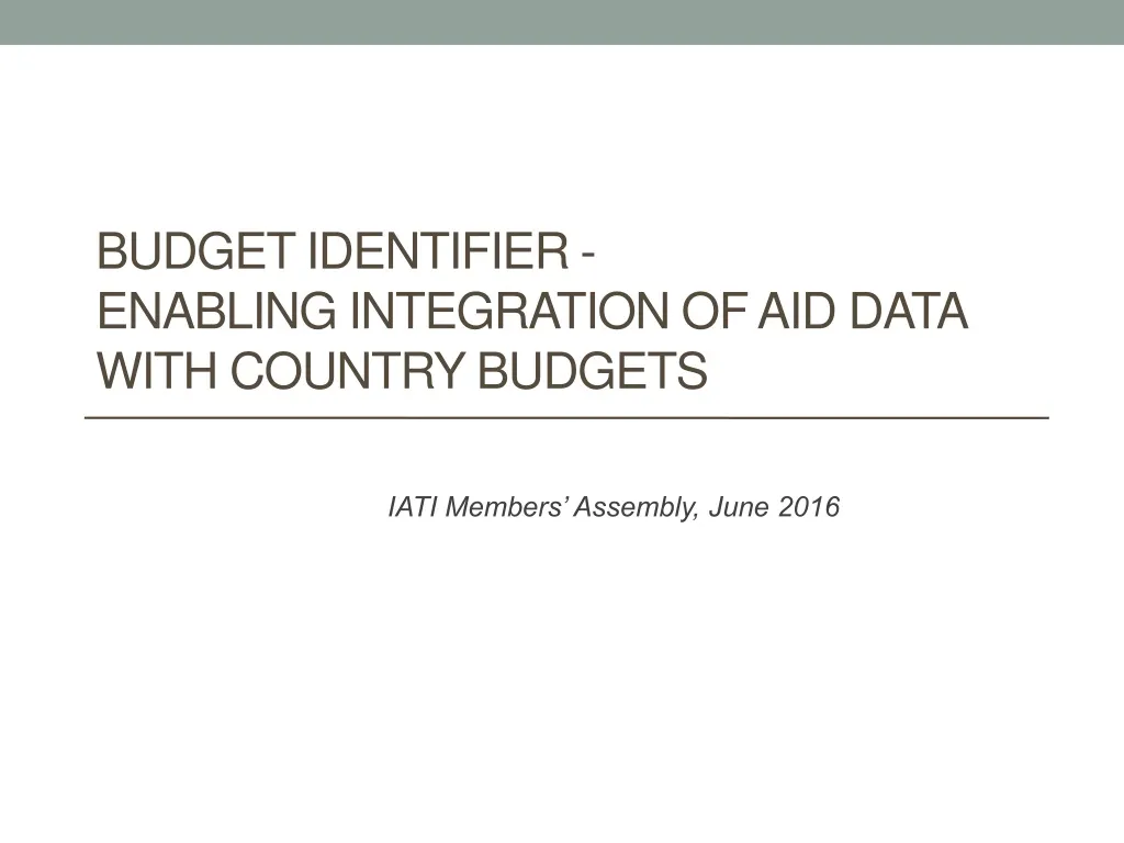 budget identifier enabling integration of aid data with country budgets