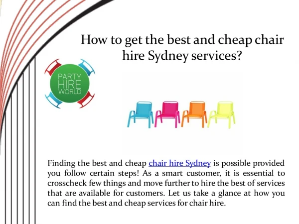 Cheap Chair Hire Sydney