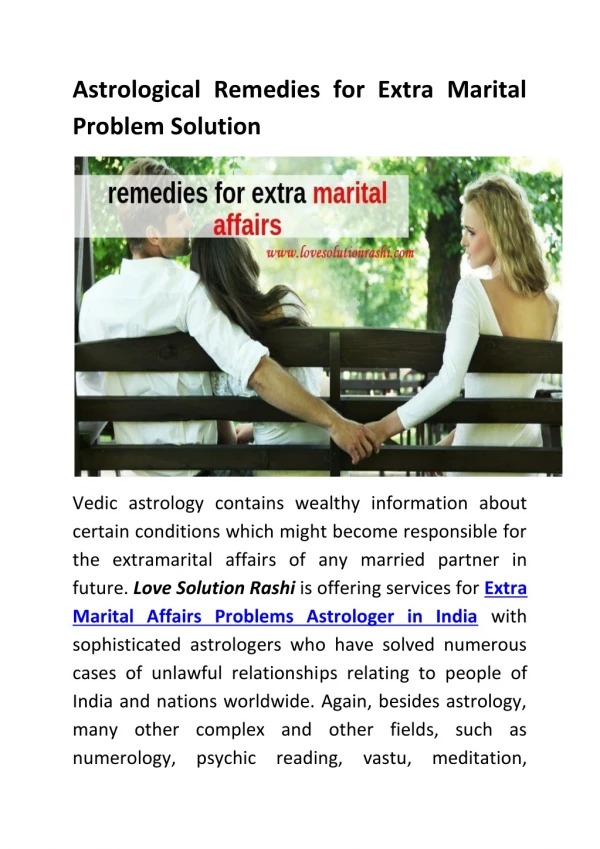 astrological remedies for extra marital problem