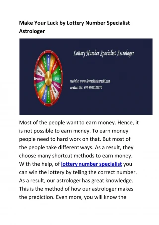 Lottery Number Specialist Astrologer - slide 1