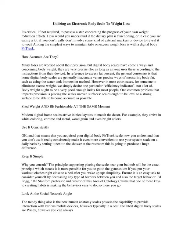utilizing an electronic body scale to weight loss