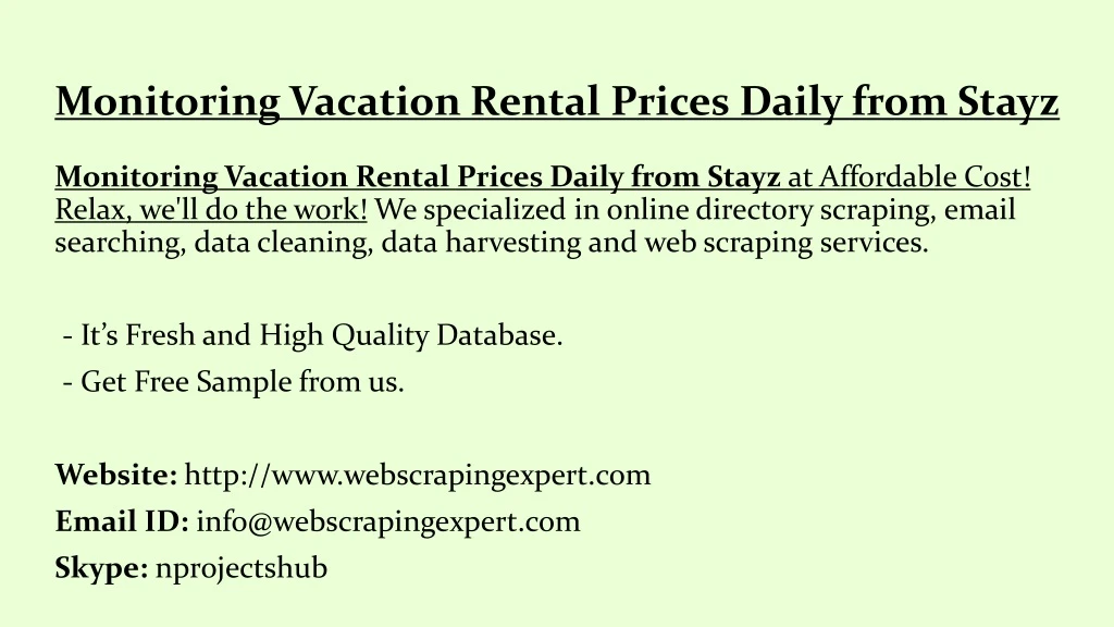 monitoring vacation rental prices daily from stayz