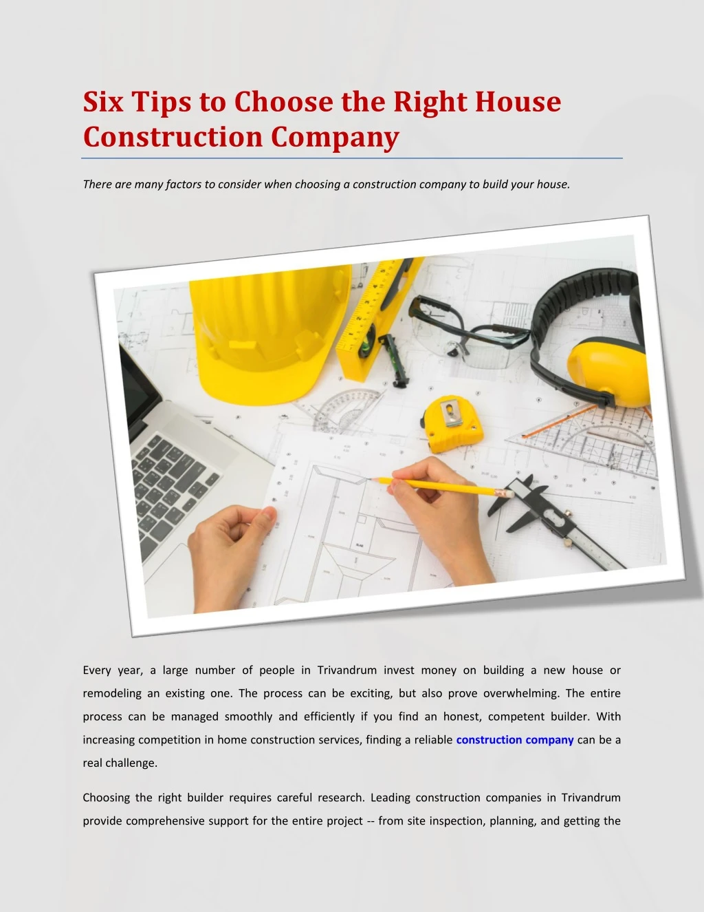 six tips to choose the right house construction