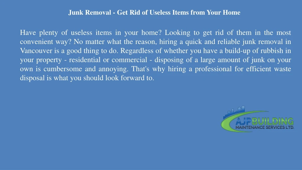 junk removal get rid of useless items from your home
