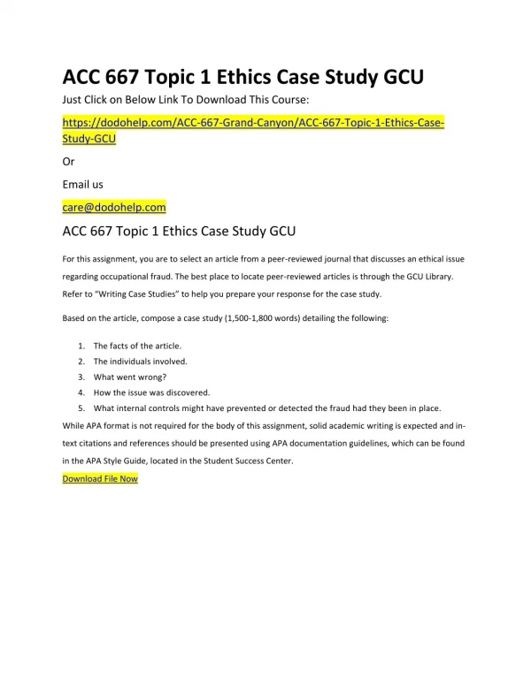 acc 667 topic 1 ethics case study gcu just click