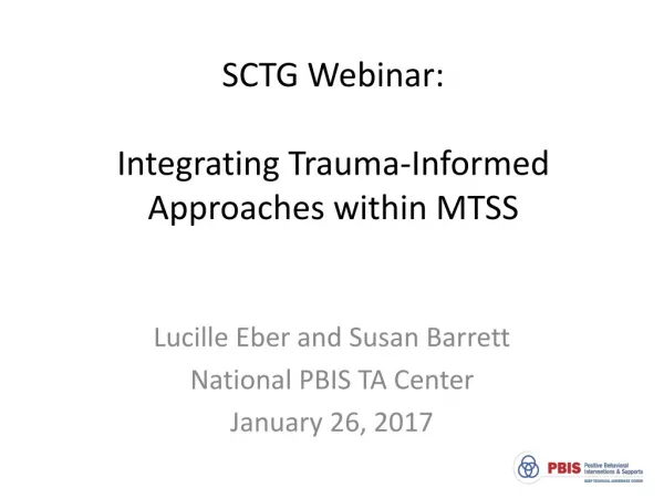 SCTG Webinar: Integrating Trauma-Informed Approaches within MTSS