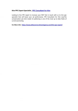 Hire PPC Expert Specialist , PPC Consultant For Hire - slide 1