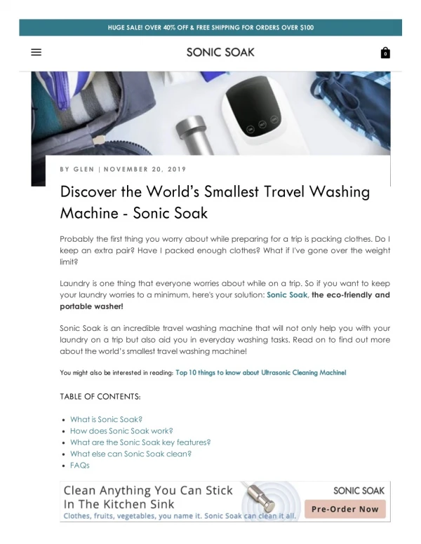 Discover the World’s Smallest Travel Washing Machine - Sonic Soak