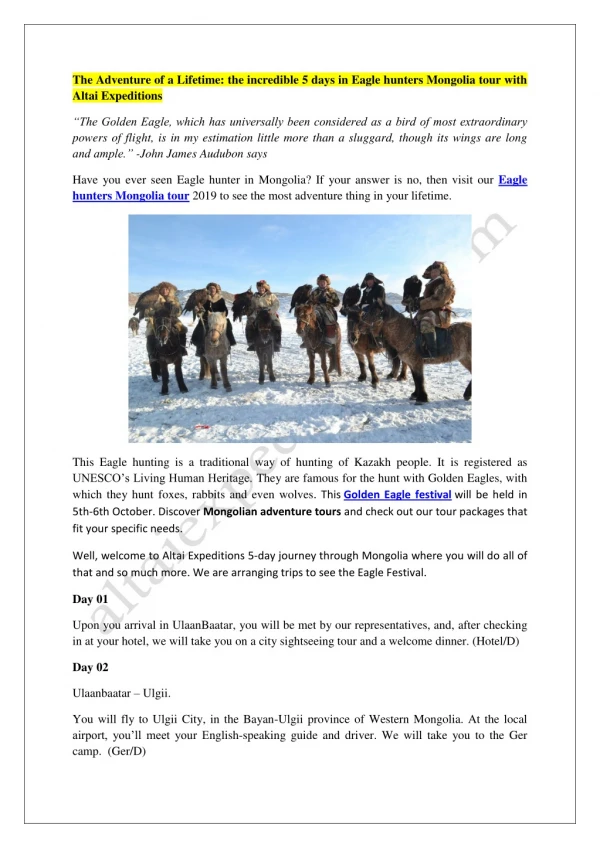 The Adventure of a Lifetime: the incredible 5 days in Eagle hunters Mongolia tour with Altai Expeditions