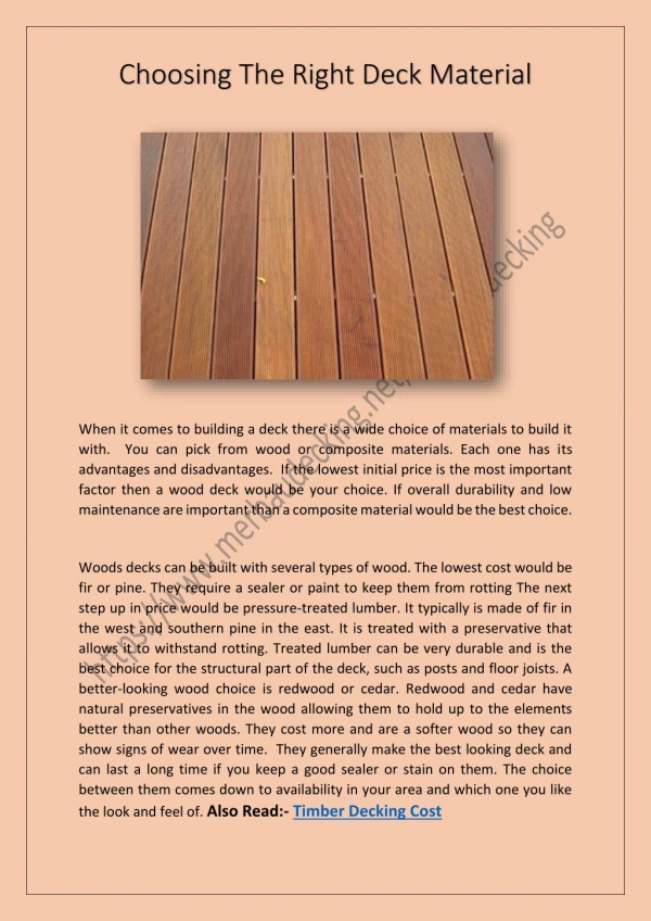 Choosing The Right Deck Material