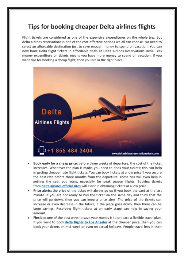 Tips for booking cheaper Delta airlines flights