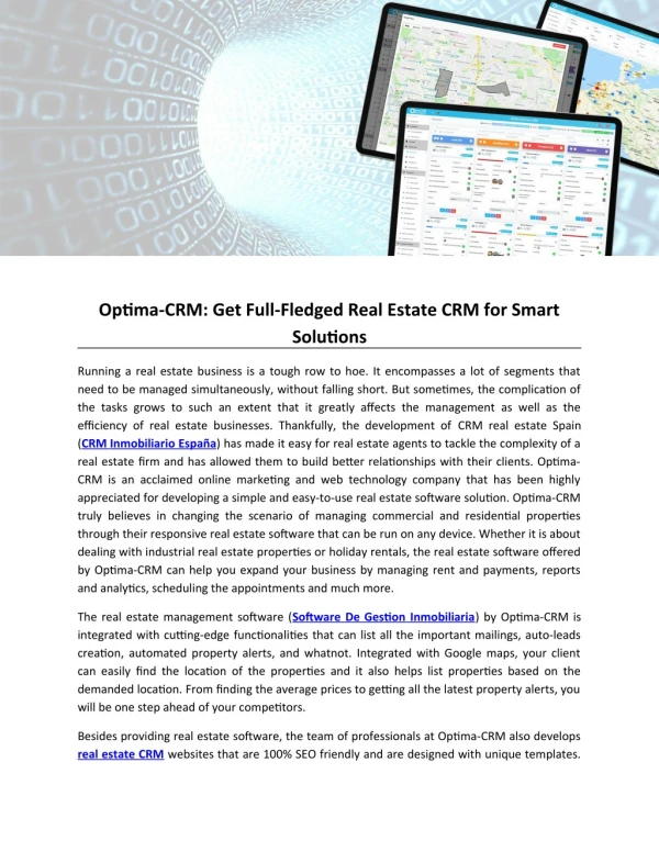 Optima-CRM: Get Full-Fledged Real Estate CRM for Smart Solutions