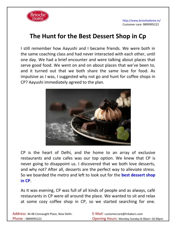 The Hunt for the Best Dessert Shop in Cp
