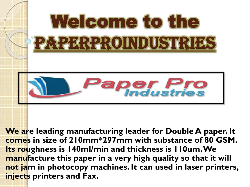 welcome to the paperproindustries