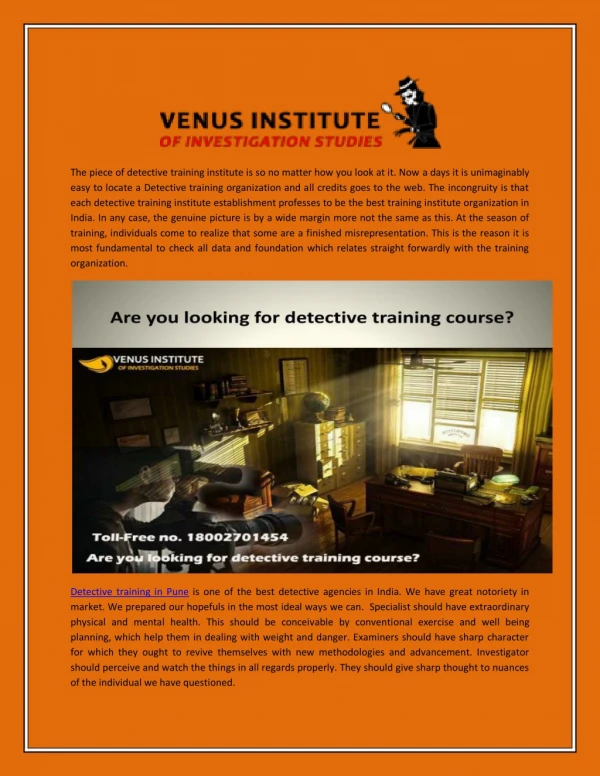 Are you looking for detective training course