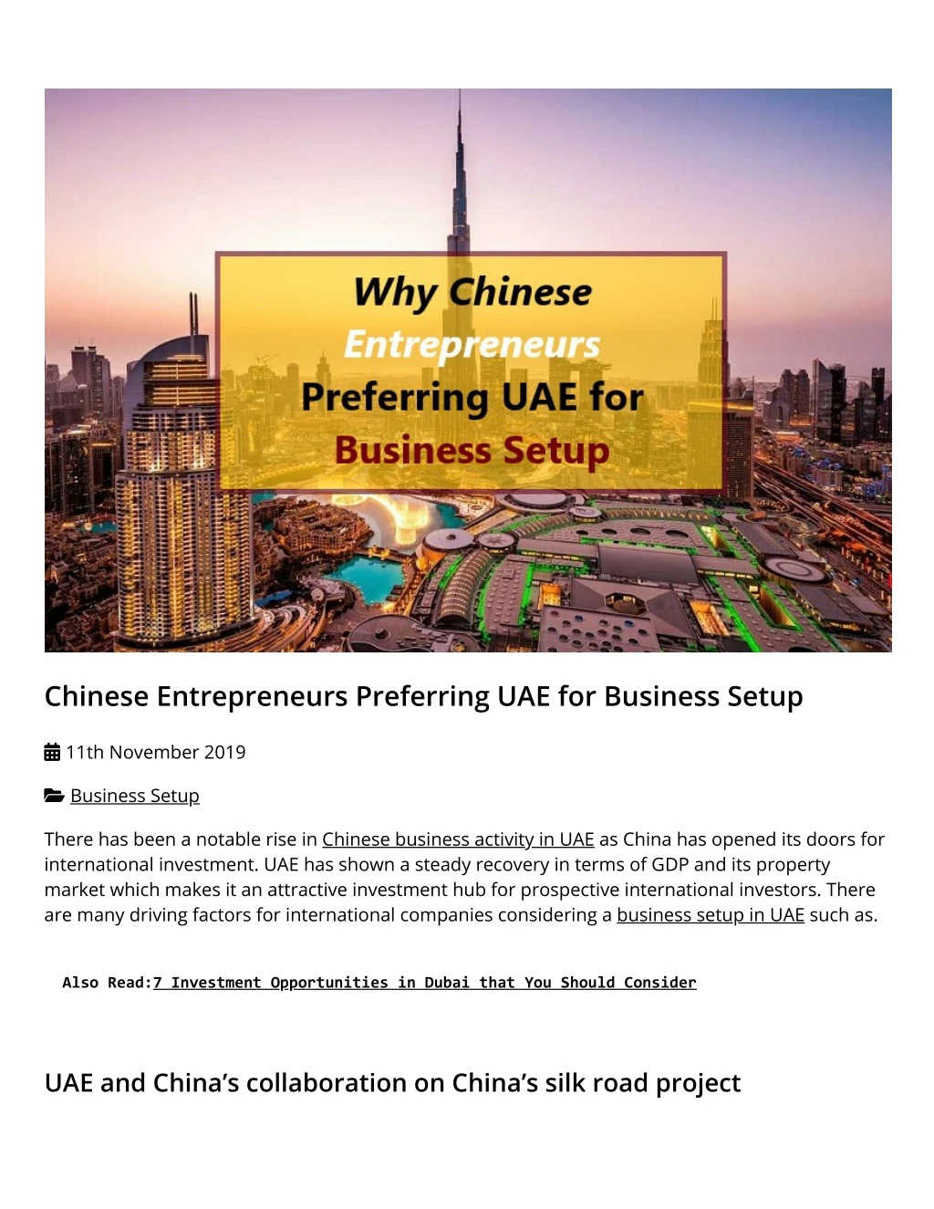 chinese entrepreneurs preferring uae for business