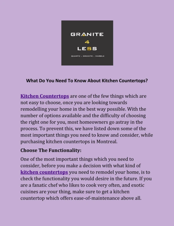 What Do You Need To Know About Kitchen Countertops?