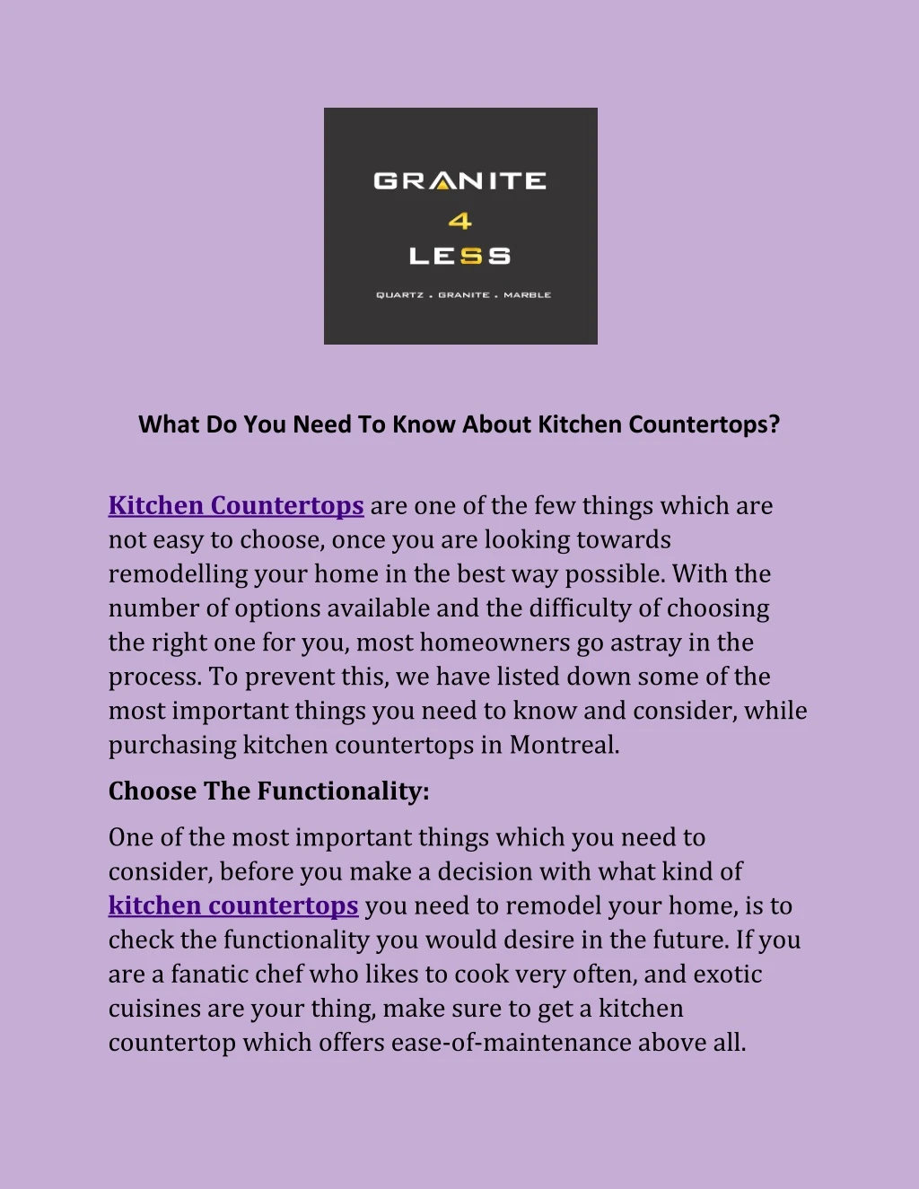 what do you need to know about kitchen countertops