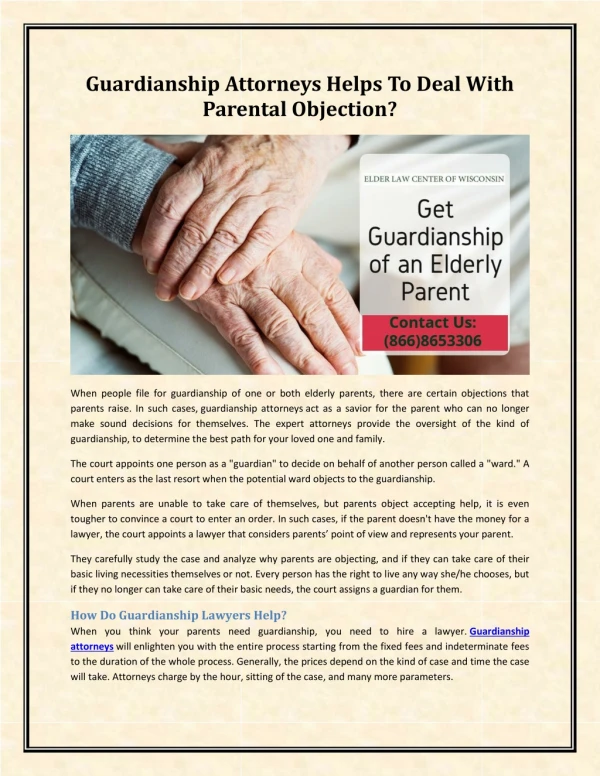 Guardianship Attorneys Helps To Deal With Parental Objection?