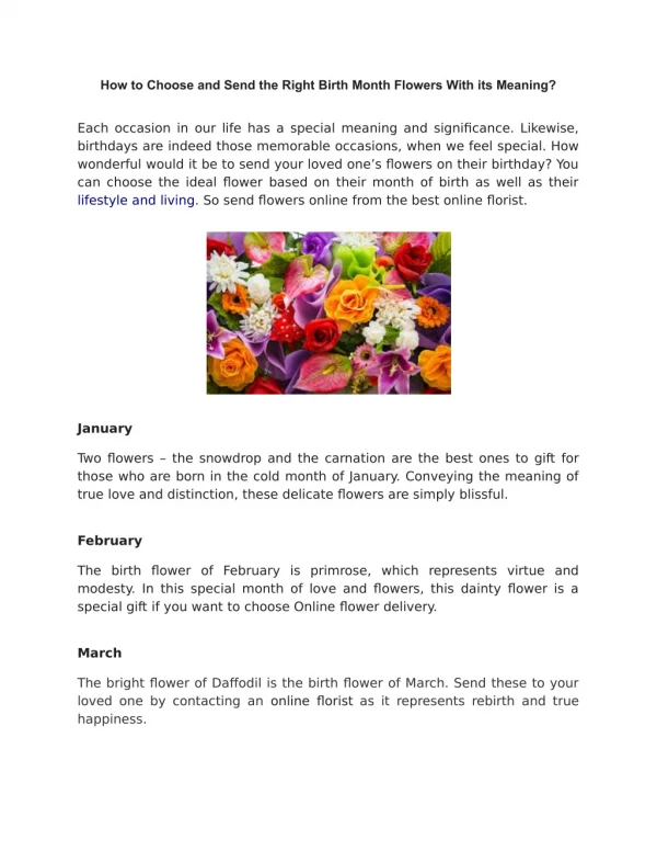 How to Choose and Send the Right Birth Month Flowers With its Meaning?